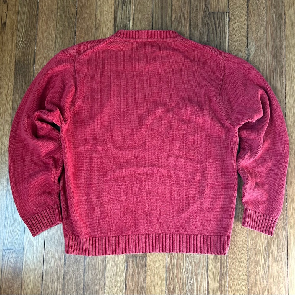LL Bean 100% Cotton Sweater Mens Regular Medium Classic Knit Red 90s OFW84 VTG - Picture 5 of 7